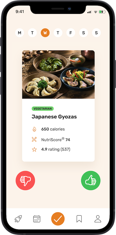iPhone app meal approving screen